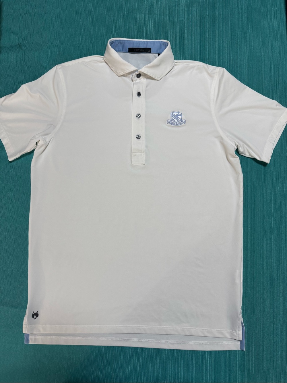 Greyson White Polo with Light Blue Trim, M